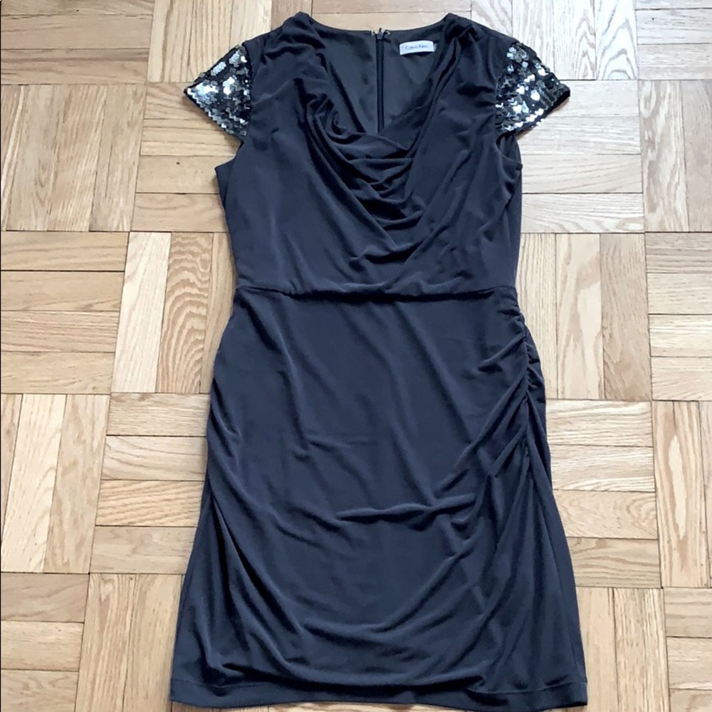 Calvin Klein Sequin Shoulder Sheath